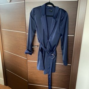 Nbd navy silky blazer dress